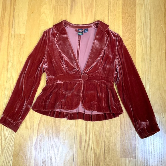 LaVie Boheme Velvet Blazer Orange Pleat Back (6) - Picture 4 of 9